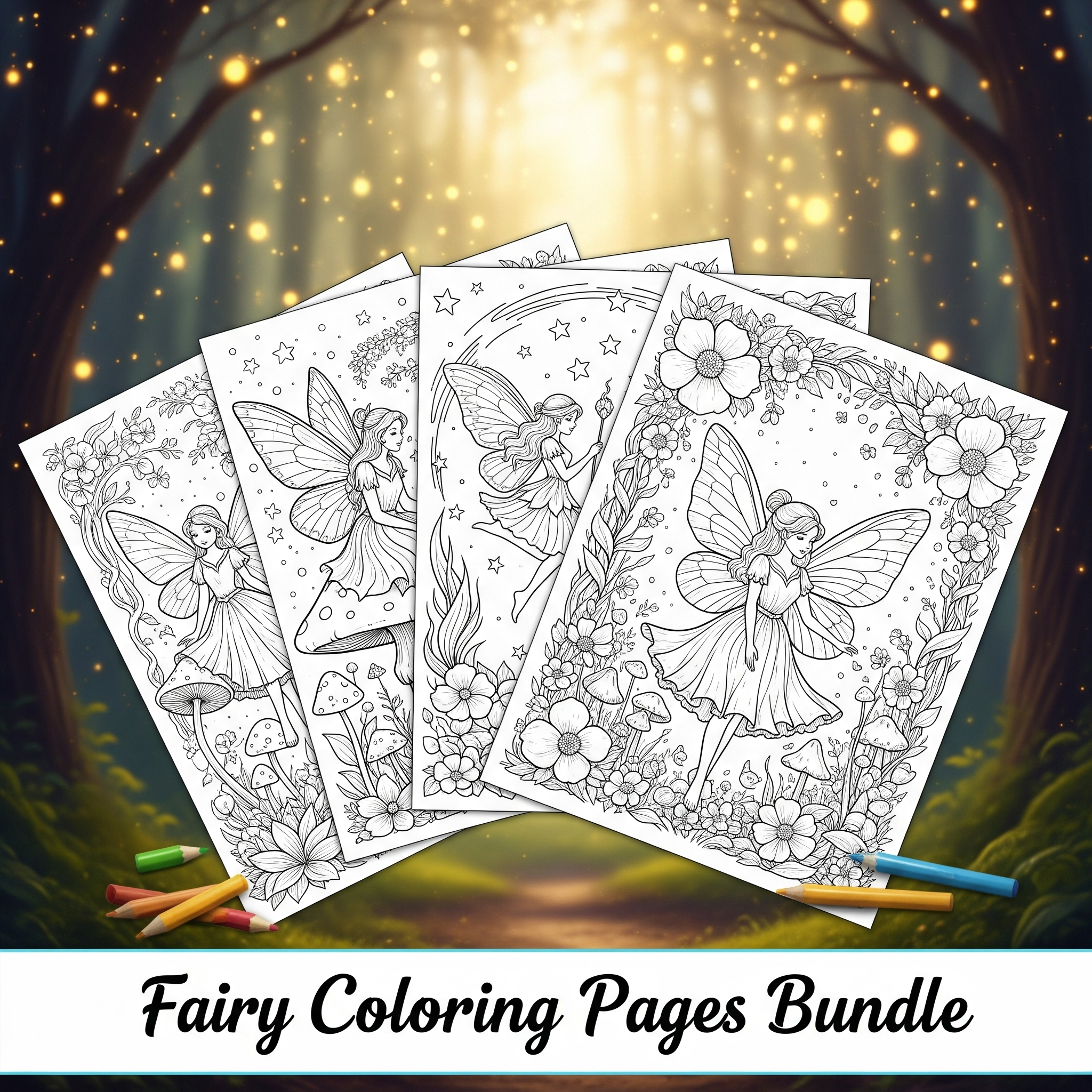 Fairy Coloring Pages Bundle